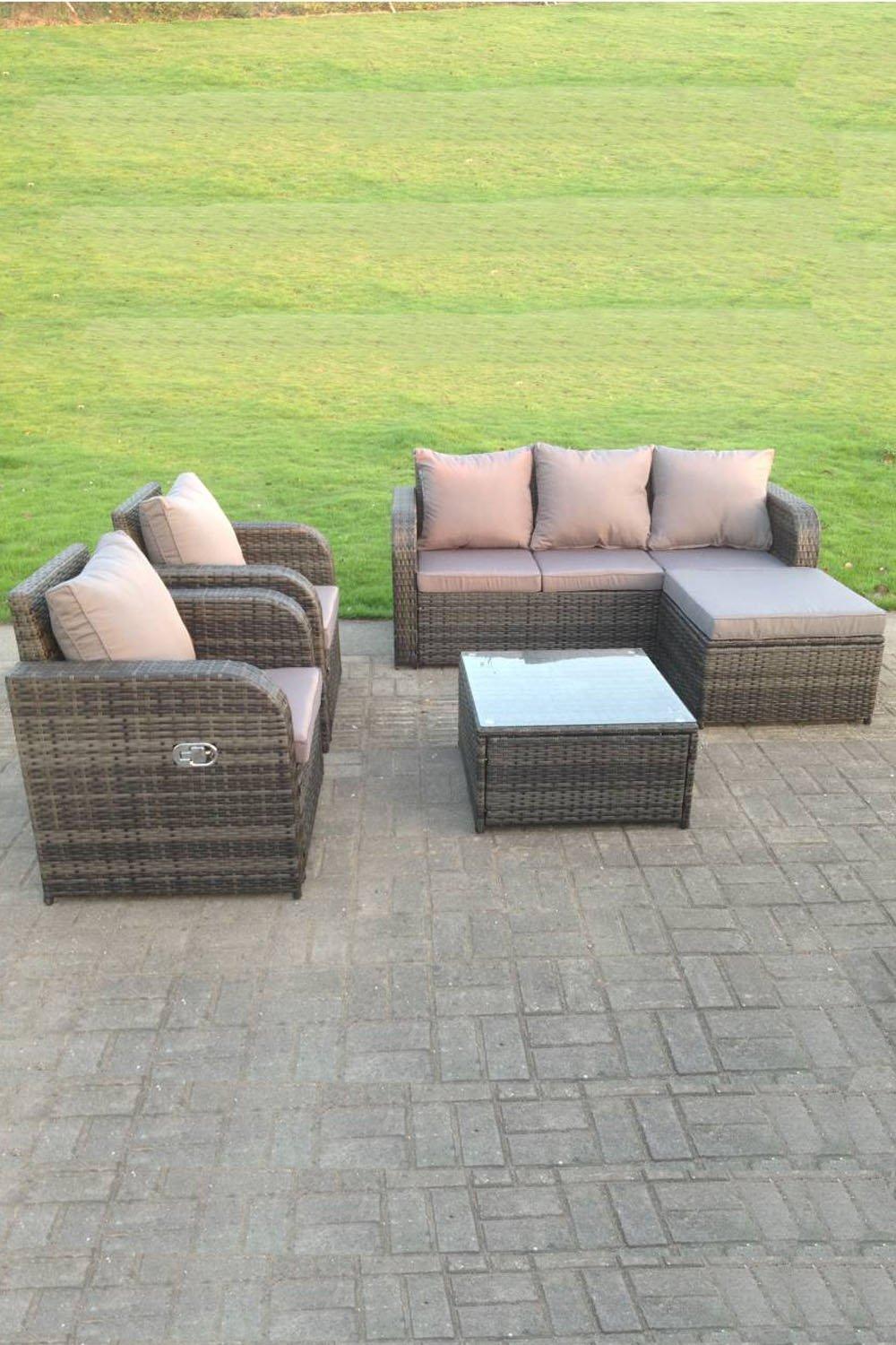 Fimous Corner rattan sofa set table chair outdoor garden furniture patio grey